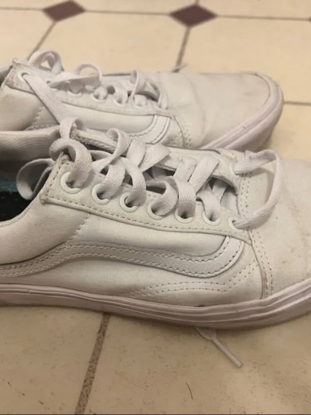 Vans Old Skool White Canvas Sneakers Mens 7.5